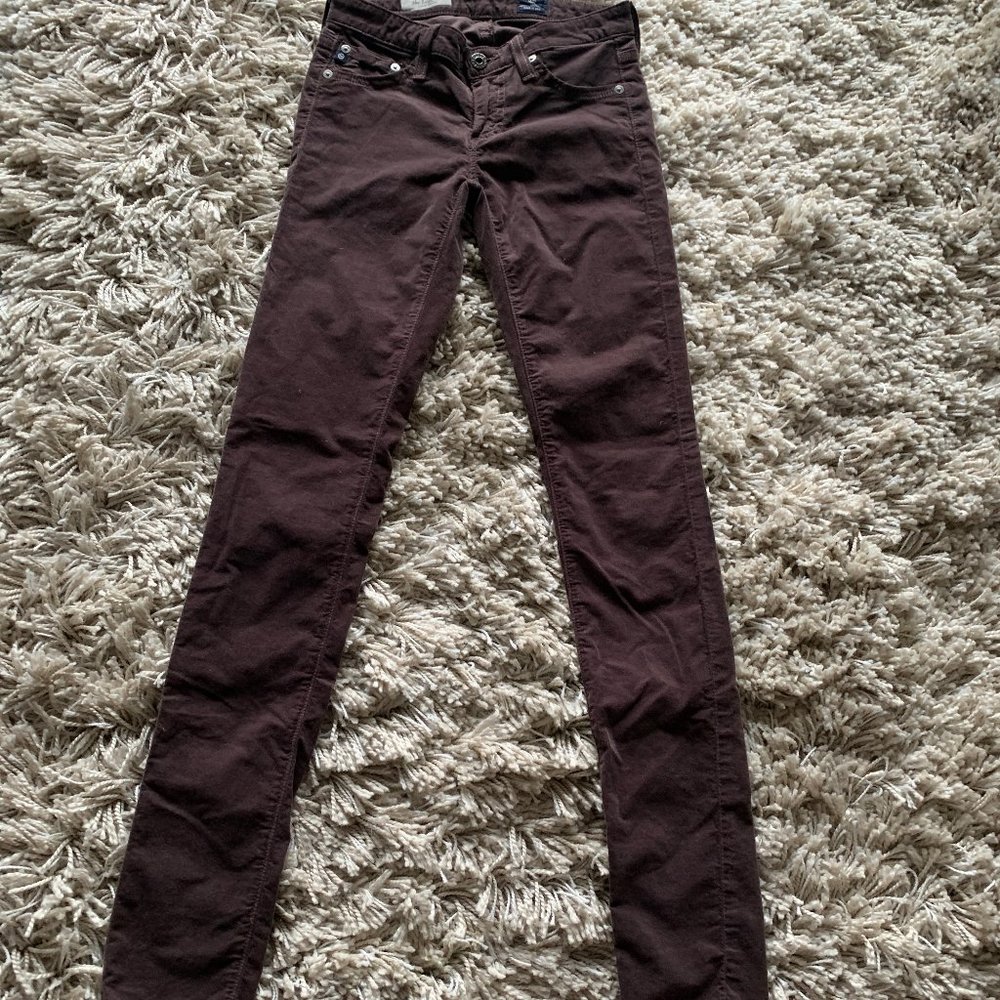 AG  THE LEGGING SUPER SKINNY  BROWN CODUROY SIZE 24